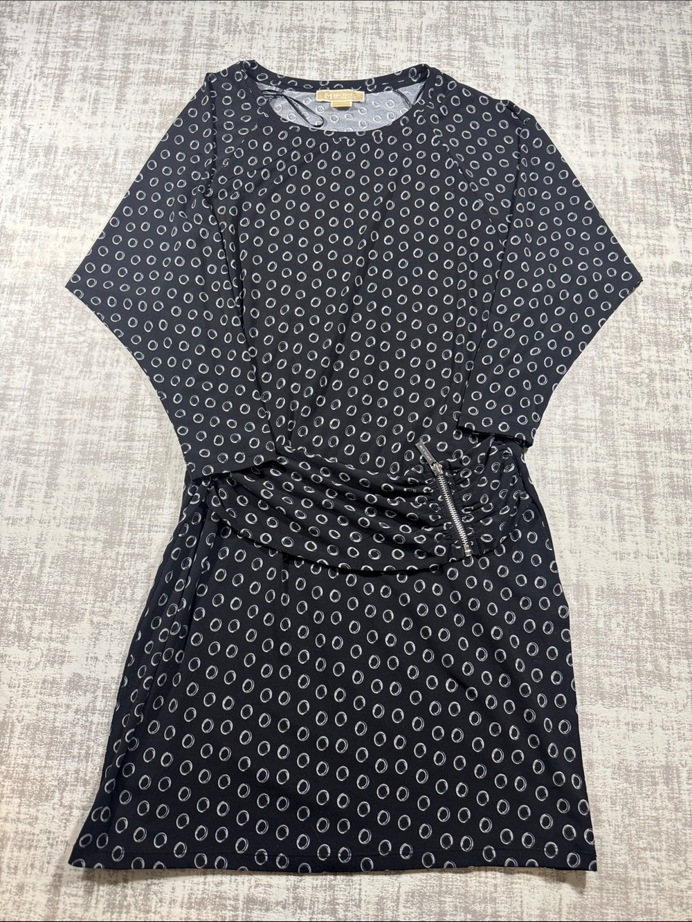 Michael Kors Black Dress with Light Gray Circle Print